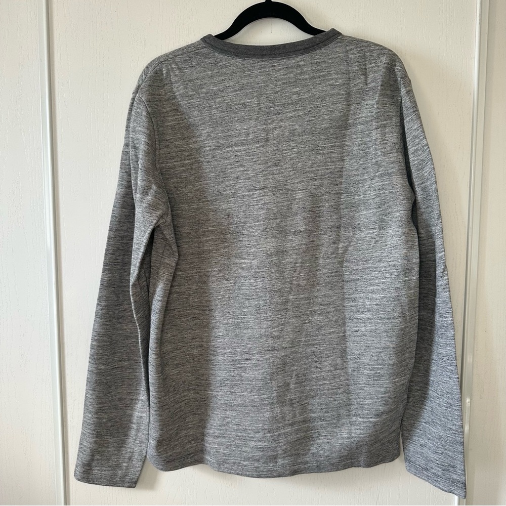 GAP Men’s Heather Gray Long Sleeve Henley Knit Casual 100% Cotton Shirt- Large - Picture 3 of 9